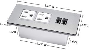 Outlet with dimensions.